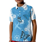 World Diabetes Day Australia Kid Polo Shirt Blue Ribbon Butterfly Aboriginal Art - Aussie Hoodie