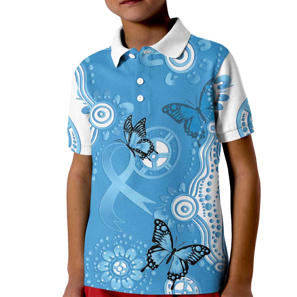 World Diabetes Day Australia Kid Polo Shirt Blue Ribbon Butterfly Aboriginal Art - Aussie Hoodie
