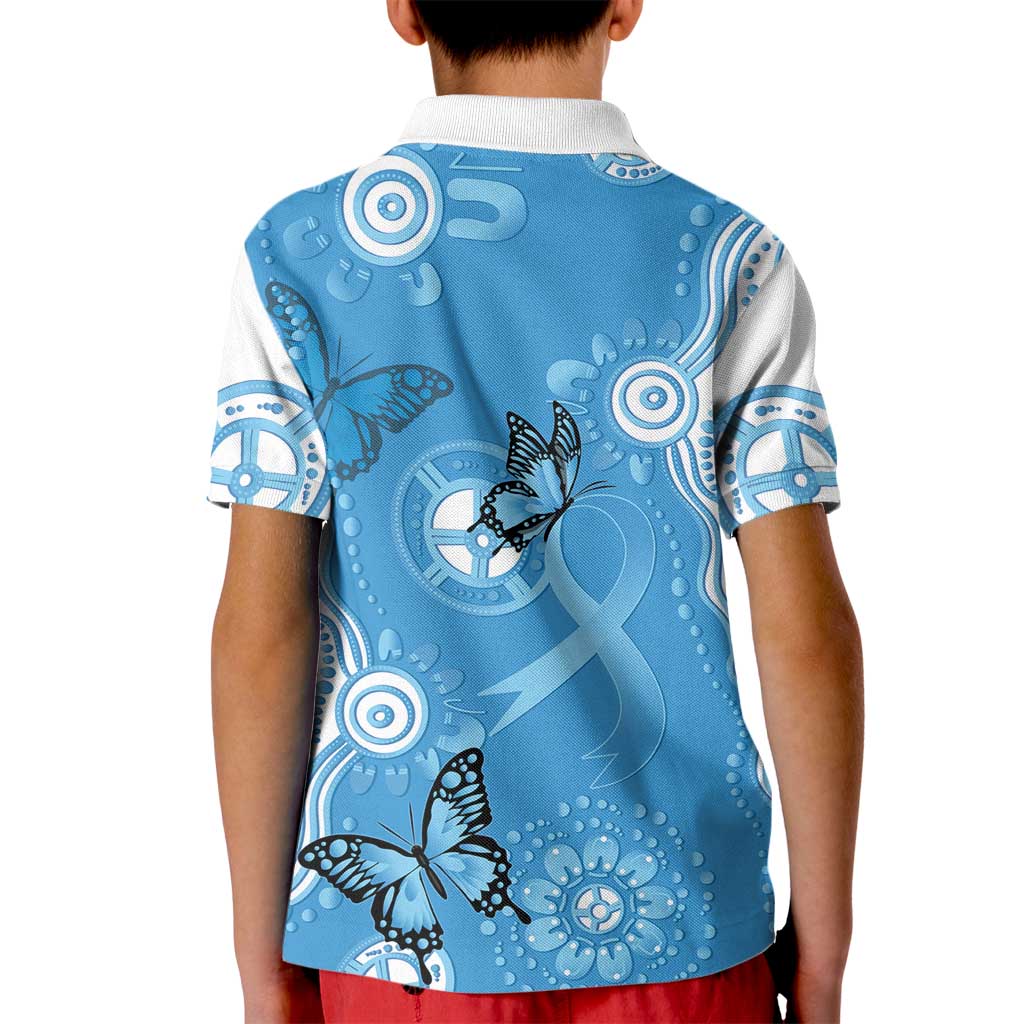 World Diabetes Day Australia Kid Polo Shirt Blue Ribbon Butterfly Aboriginal Art - Aussie Hoodie