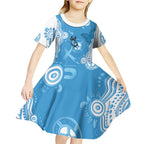 World Diabetes Day Australia Kid Short Sleeve Dress Blue Ribbon Butterfly Aboriginal Art - Aussie Hoodie
