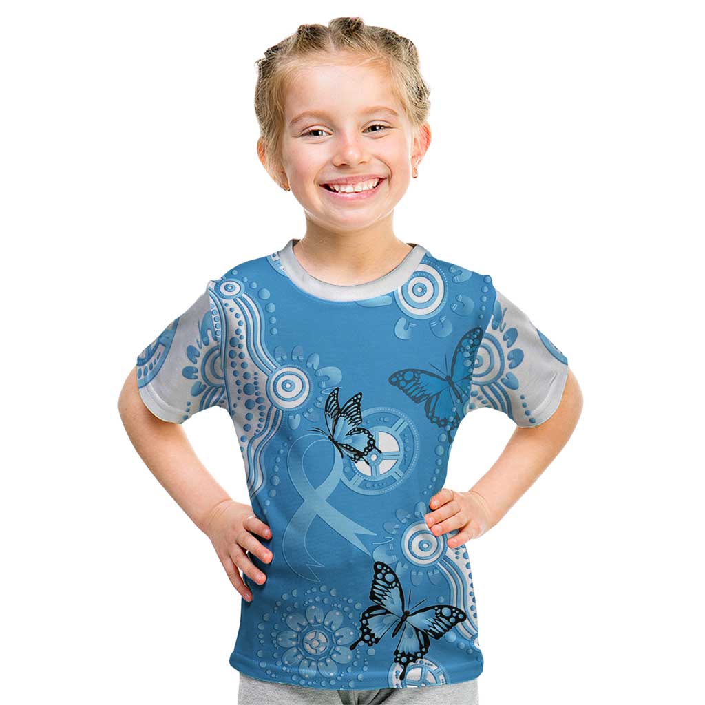 World Diabetes Day Australia Kid T Shirt Blue Ribbon Butterfly Aboriginal Art - Aussie Hoodie