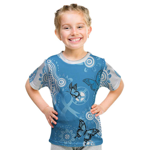 World Diabetes Day Australia Kid T Shirt Blue Ribbon Butterfly Aboriginal Art - Aussie Hoodie