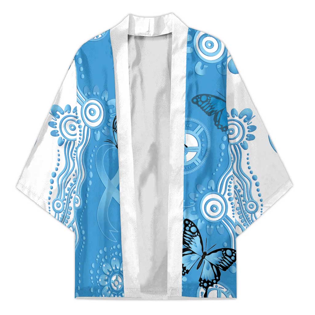 World Diabetes Day Australia Kimono Blue Ribbon Butterfly Aboriginal Art - Aussie Hoodie