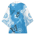World Diabetes Day Australia Kimono Blue Ribbon Butterfly Aboriginal Art - Aussie Hoodie
