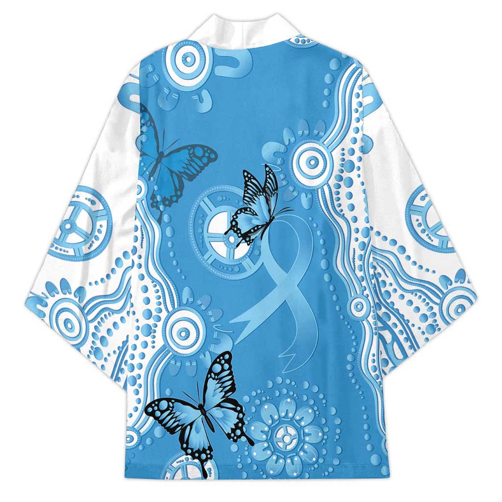 World Diabetes Day Australia Kimono Blue Ribbon Butterfly Aboriginal Art - Aussie Hoodie