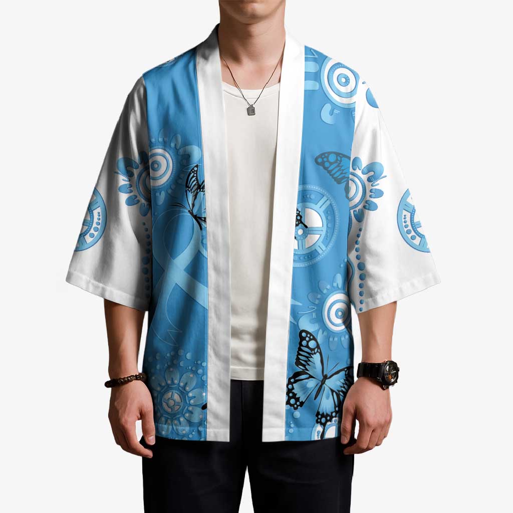 World Diabetes Day Australia Kimono Blue Ribbon Butterfly Aboriginal Art - Aussie Hoodie