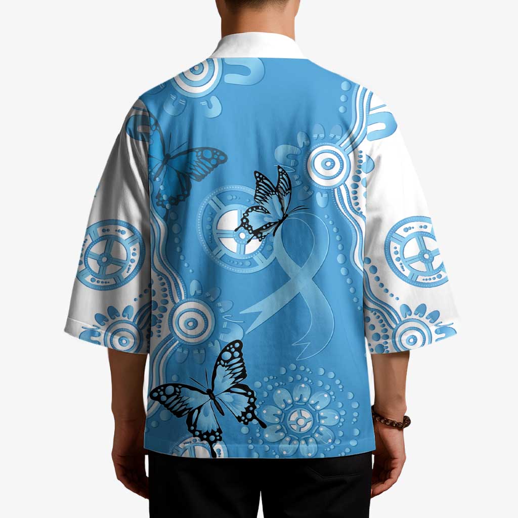 World Diabetes Day Australia Kimono Blue Ribbon Butterfly Aboriginal Art - Aussie Hoodie