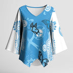 World Diabetes Day Australia Kimono Sleeve Blouse Blue Ribbon Butterfly Aboriginal Art - Aussie Hoodie
