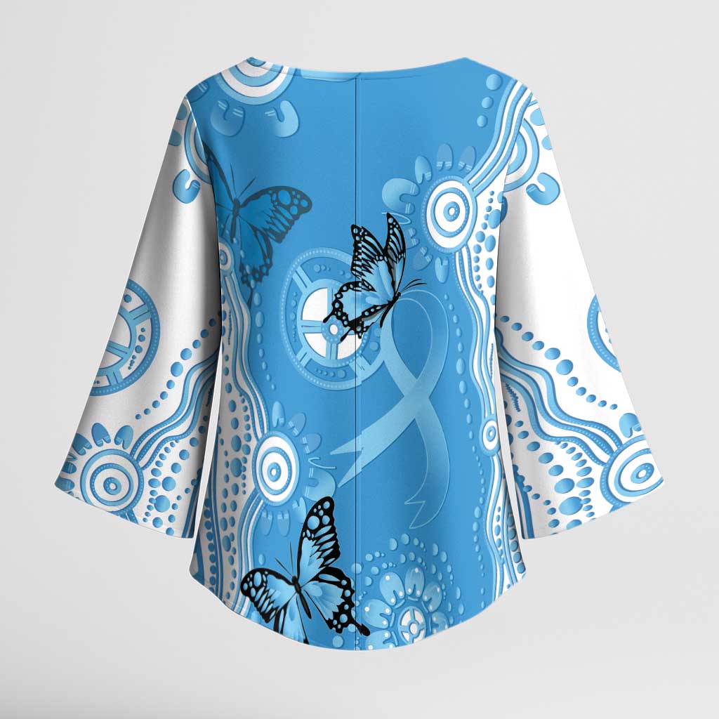 World Diabetes Day Australia Kimono Sleeve Blouse Blue Ribbon Butterfly Aboriginal Art - Aussie Hoodie