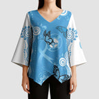 World Diabetes Day Australia Kimono Sleeve Blouse Blue Ribbon Butterfly Aboriginal Art - Aussie Hoodie