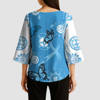 World Diabetes Day Australia Kimono Sleeve Blouse Blue Ribbon Butterfly Aboriginal Art - Aussie Hoodie