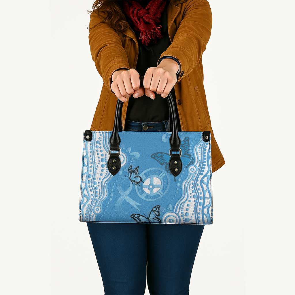 World Diabetes Day Australia Leather Bag Blue Ribbon Butterfly Aboriginal Art - Aussie Hoodie