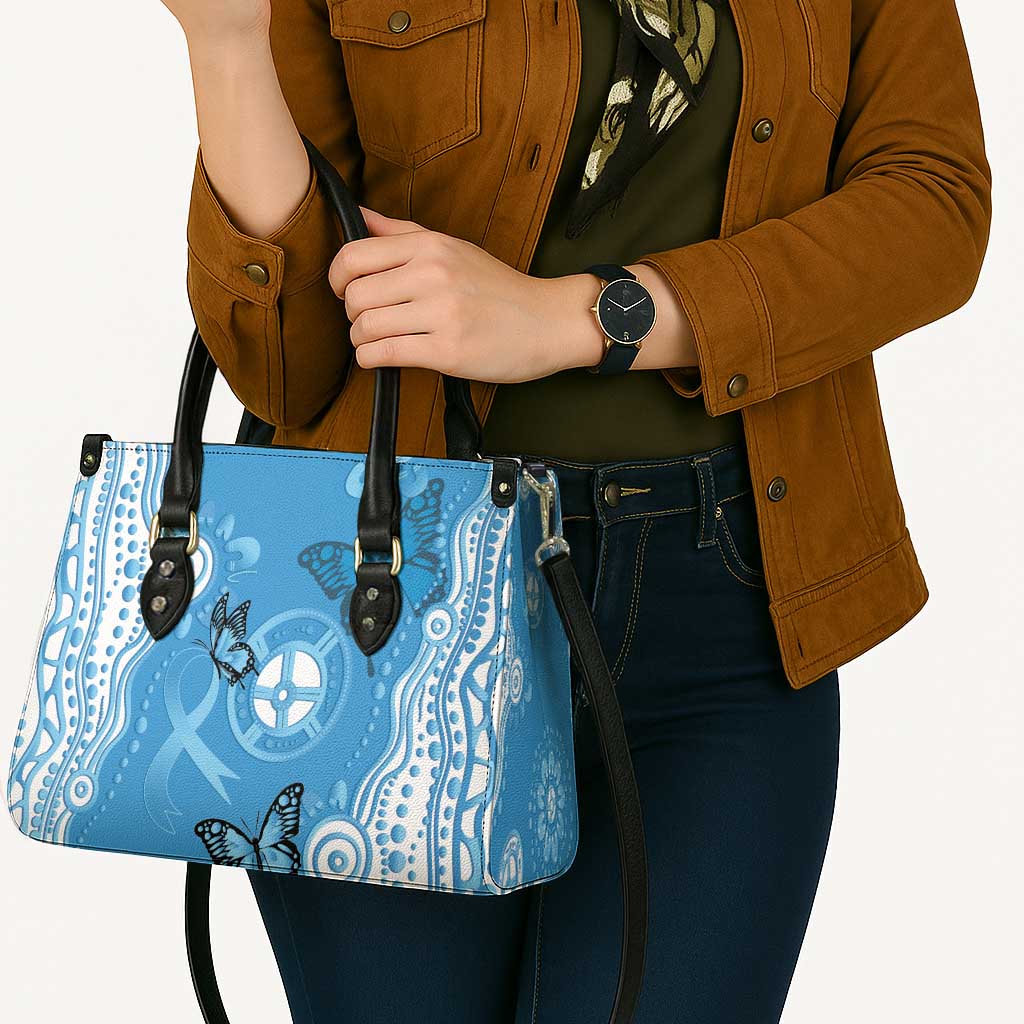 World Diabetes Day Australia Leather Bag Blue Ribbon Butterfly Aboriginal Art - Aussie Hoodie