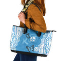 World Diabetes Day Australia Leather Tote Bag Blue Ribbon Butterfly Aboriginal Art - Aussie Hoodie