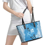 World Diabetes Day Australia Leather Tote Bag Blue Ribbon Butterfly Aboriginal Art - Aussie Hoodie