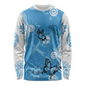 World Diabetes Day Australia Long Sleeve Shirt Blue Ribbon Butterfly Aboriginal Art - Aussie Hoodie