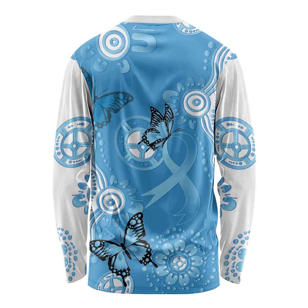World Diabetes Day Australia Long Sleeve Shirt Blue Ribbon Butterfly Aboriginal Art - Aussie Hoodie