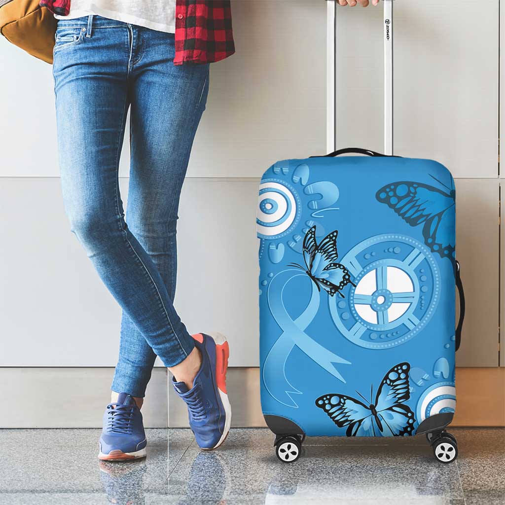 World Diabetes Day Australia Luggage Cover Blue Ribbon Butterfly Aboriginal Art - Aussie Hoodie