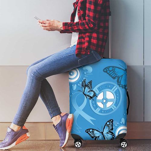 World Diabetes Day Australia Luggage Cover Blue Ribbon Butterfly Aboriginal Art - Aussie Hoodie