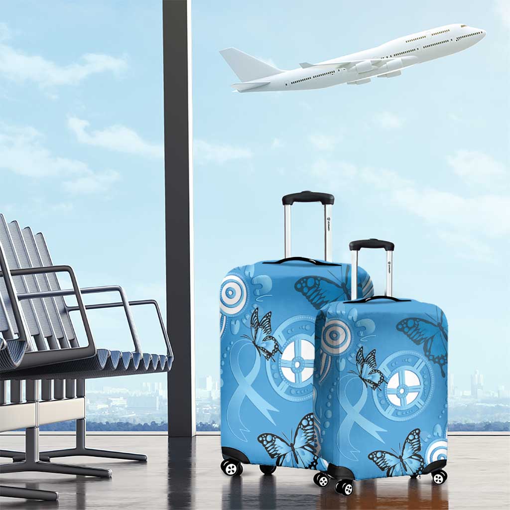 World Diabetes Day Australia Luggage Cover Blue Ribbon Butterfly Aboriginal Art - Aussie Hoodie
