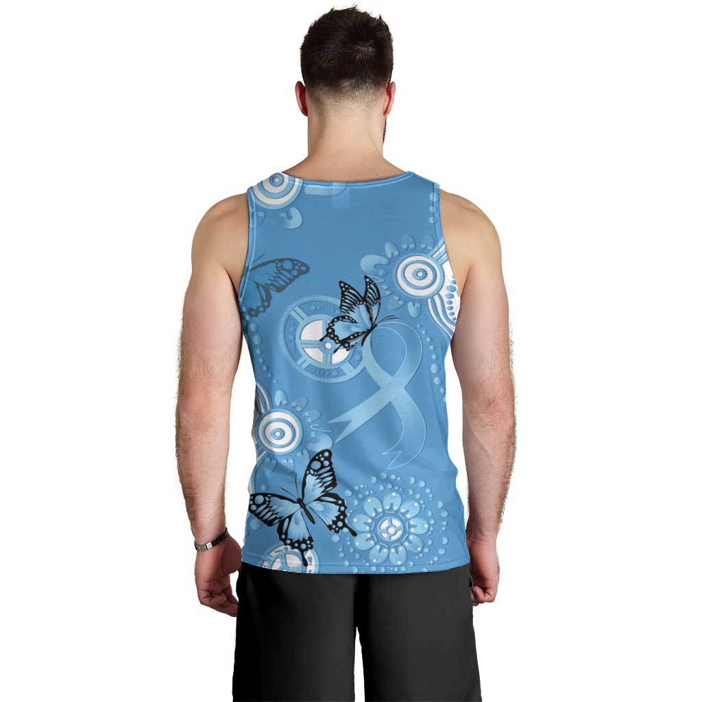 World Diabetes Day Australia Men Tank Top Blue Ribbon Butterfly Aboriginal Art - Aussie Hoodie