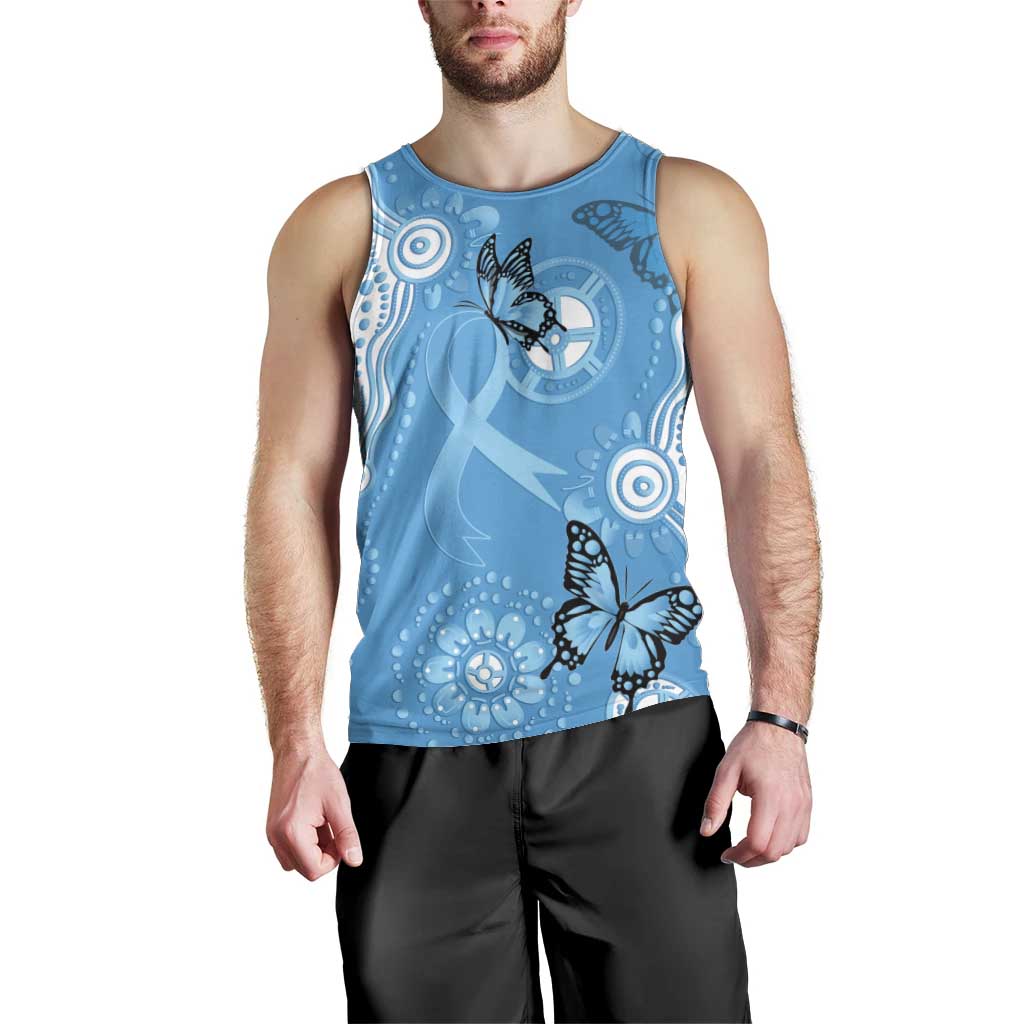 World Diabetes Day Australia Men Tank Top Blue Ribbon Butterfly Aboriginal Art - Aussie Hoodie