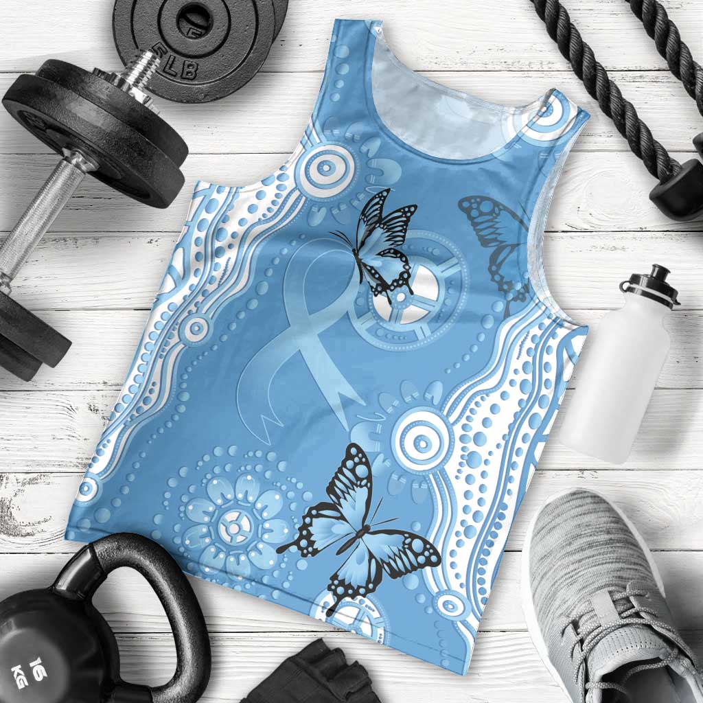 World Diabetes Day Australia Men Tank Top Blue Ribbon Butterfly Aboriginal Art - Aussie Hoodie