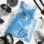 World Diabetes Day Australia Men Tank Top Blue Ribbon Butterfly Aboriginal Art - Aussie Hoodie