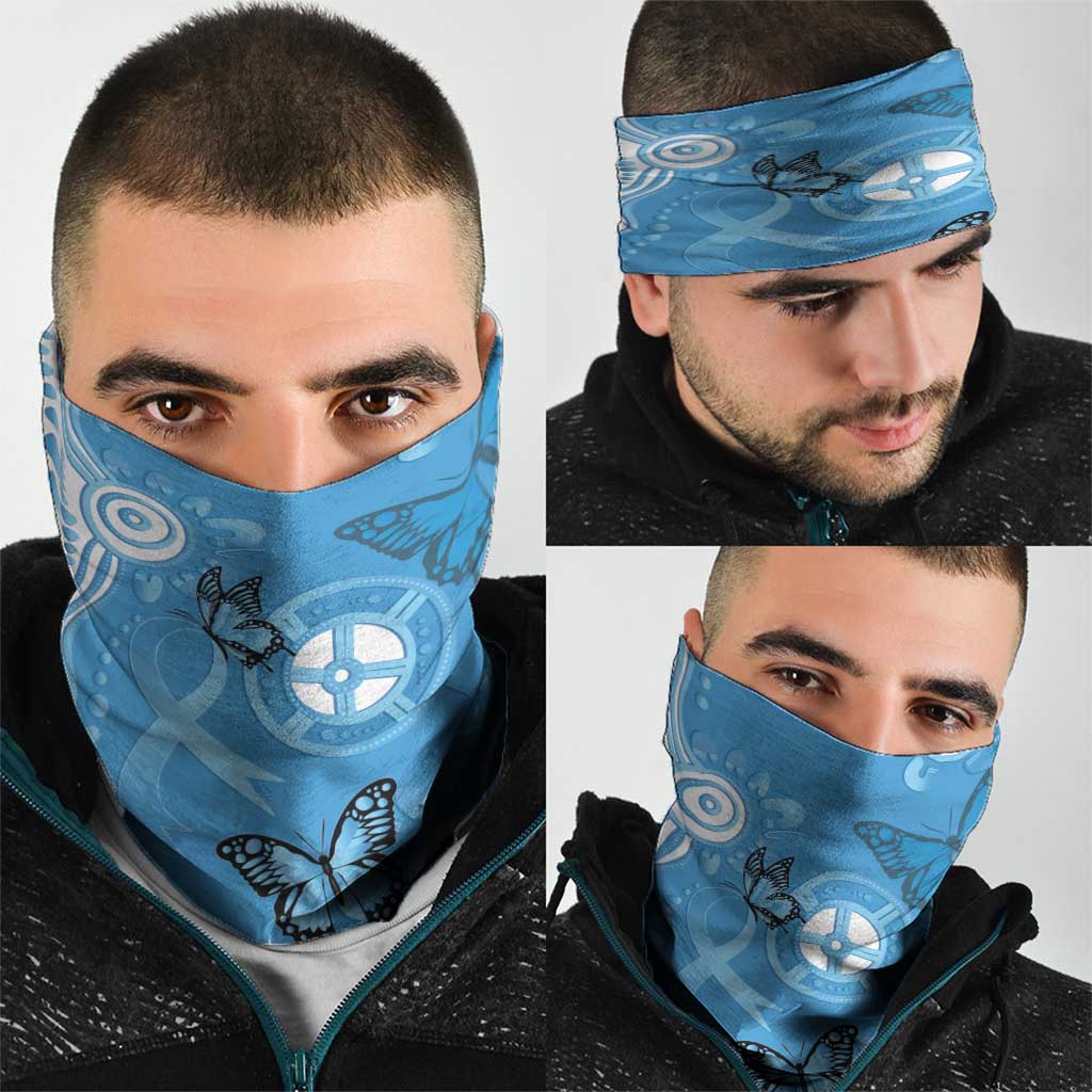 World Diabetes Day Australia Neck Gaiter Blue Ribbon Butterfly Aboriginal Art - Aussie Hoodie