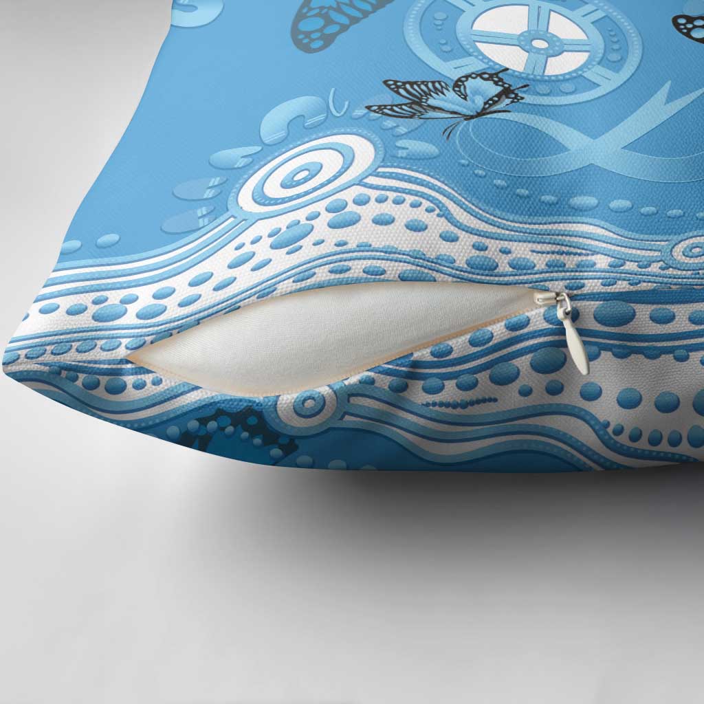 World Diabetes Day Australia Pillow Cover Blue Ribbon Butterfly Aboriginal Art - Aussie Hoodie