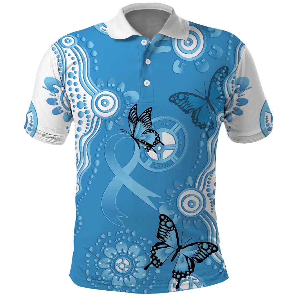 World Diabetes Day Australia Polo Shirt Blue Ribbon Butterfly Aboriginal Art - Aussie Hoodie