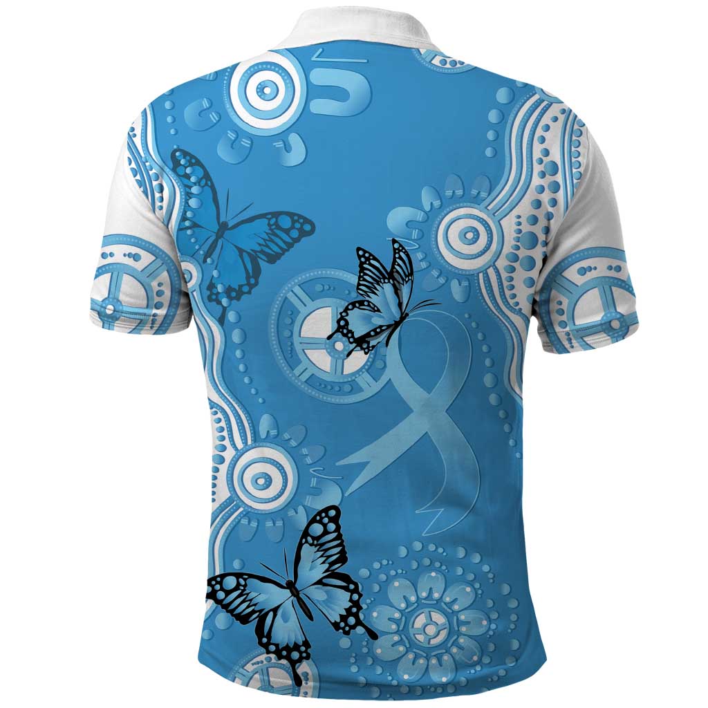 World Diabetes Day Australia Polo Shirt Blue Ribbon Butterfly Aboriginal Art - Aussie Hoodie