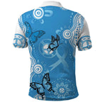 World Diabetes Day Australia Polo Shirt Blue Ribbon Butterfly Aboriginal Art - Aussie Hoodie