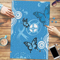 World Diabetes Day Australia Puzzle Blue Ribbon Butterfly Aboriginal Art - Aussie Hoodie