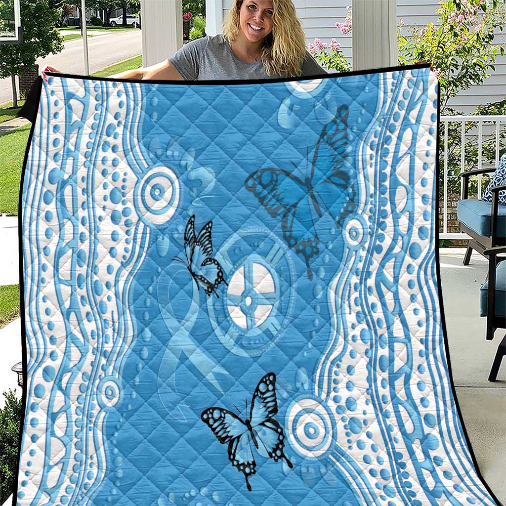 World Diabetes Day Australia Quilt Blue Ribbon Butterfly Aboriginal Art - Aussie Hoodie