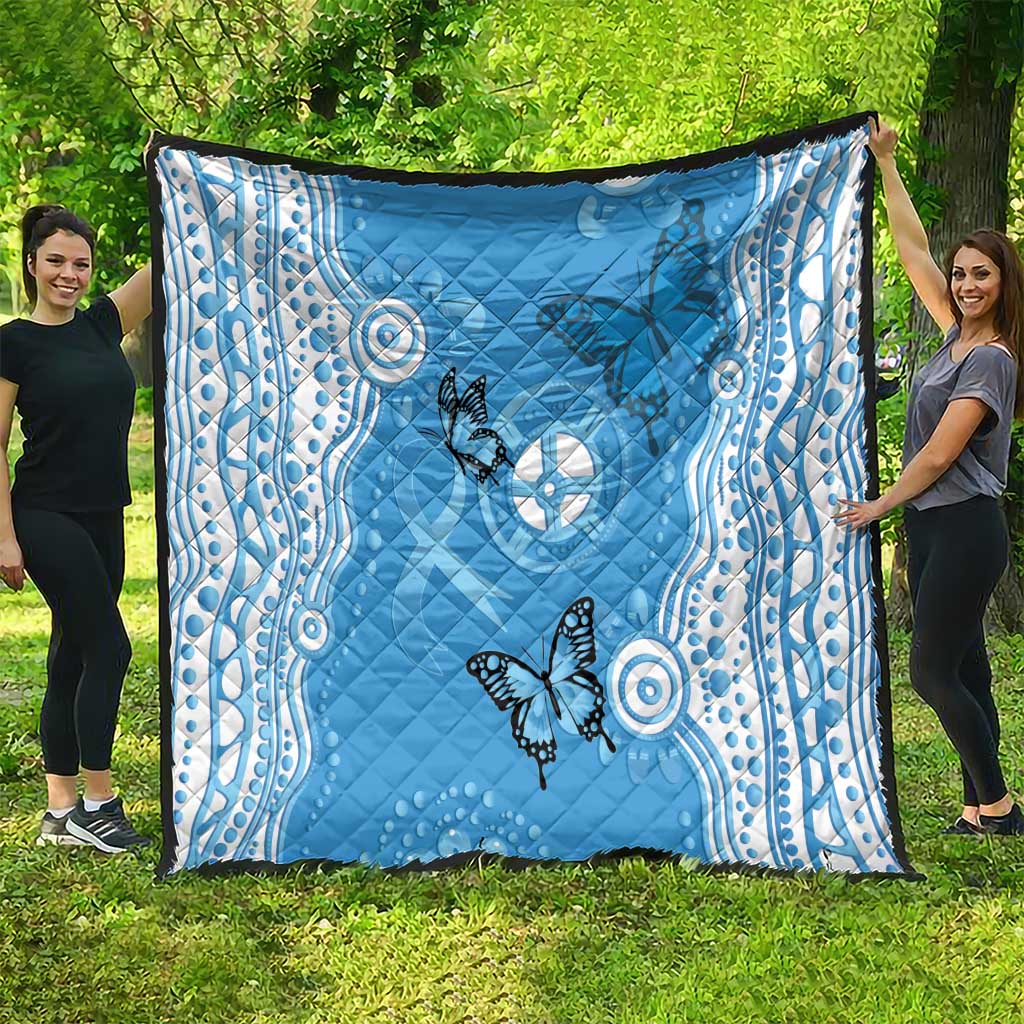 World Diabetes Day Australia Quilt Blue Ribbon Butterfly Aboriginal Art - Aussie Hoodie