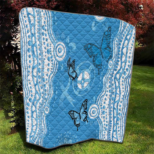 World Diabetes Day Australia Quilt Blue Ribbon Butterfly Aboriginal Art - Aussie Hoodie