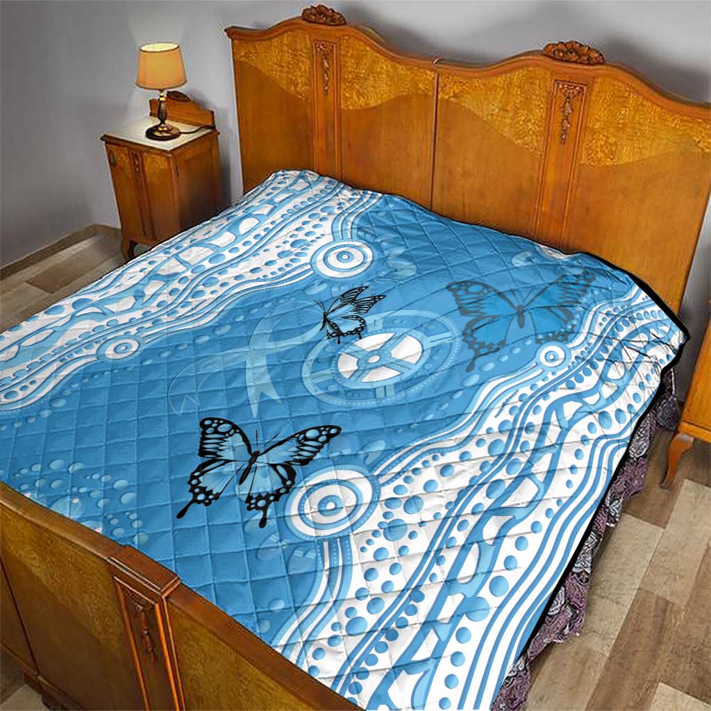 World Diabetes Day Australia Quilt Blue Ribbon Butterfly Aboriginal Art - Aussie Hoodie