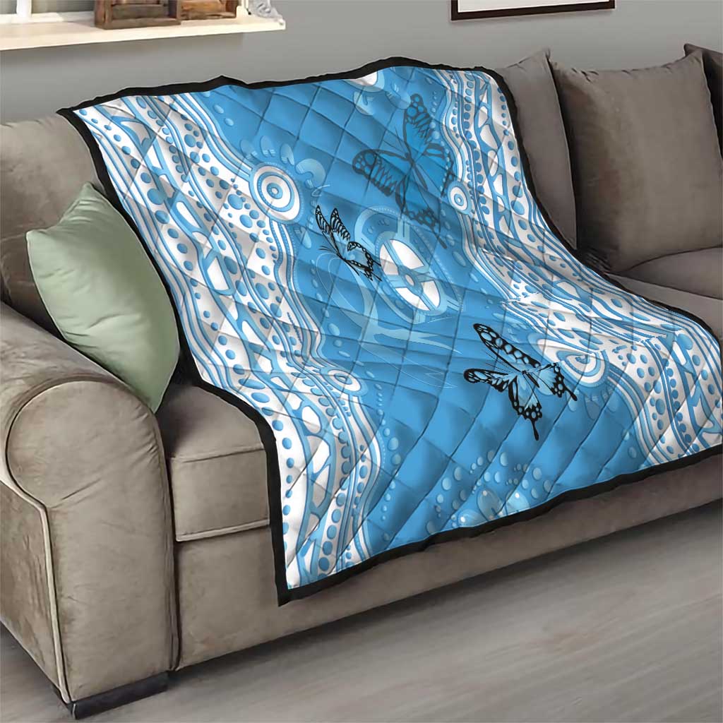 World Diabetes Day Australia Quilt Blue Ribbon Butterfly Aboriginal Art - Aussie Hoodie