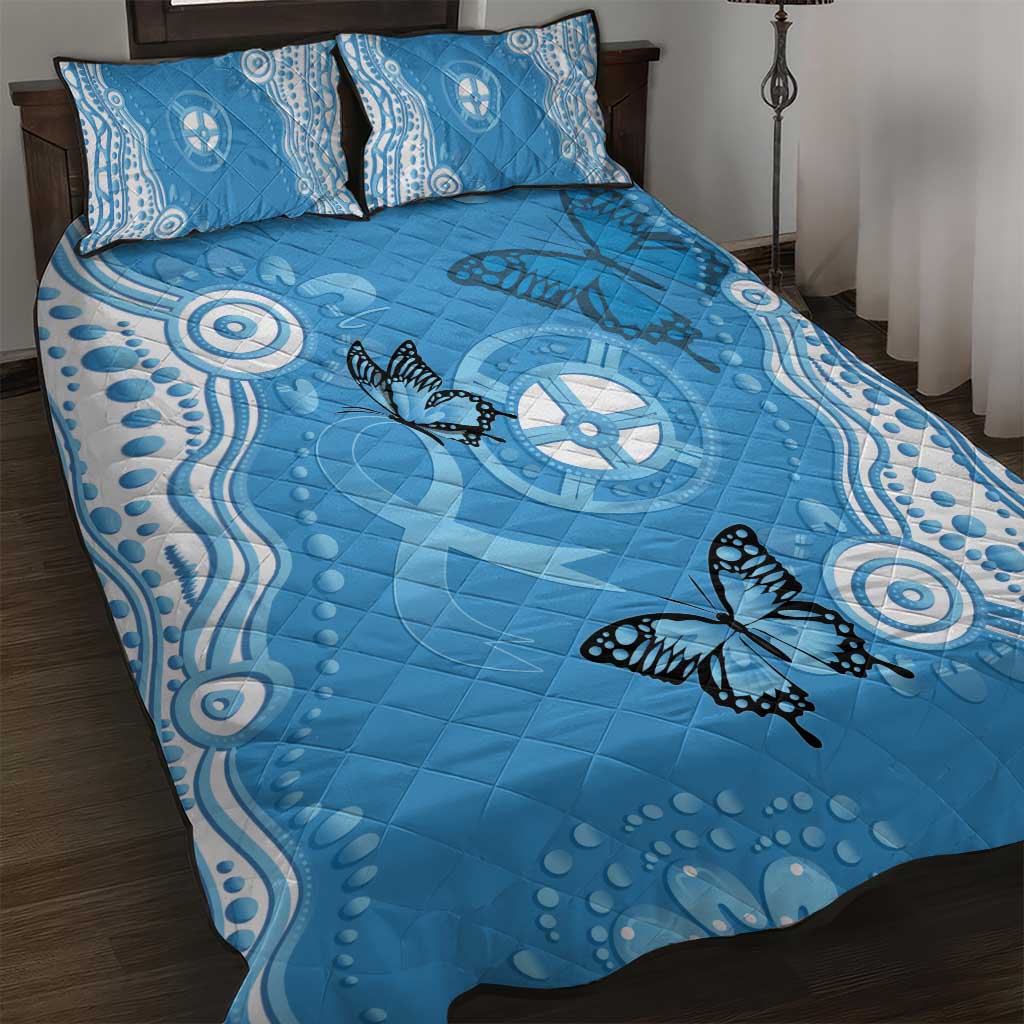 World Diabetes Day Australia Quilt Bed Set Blue Ribbon Butterfly Aboriginal Art - Aussie Hoodie