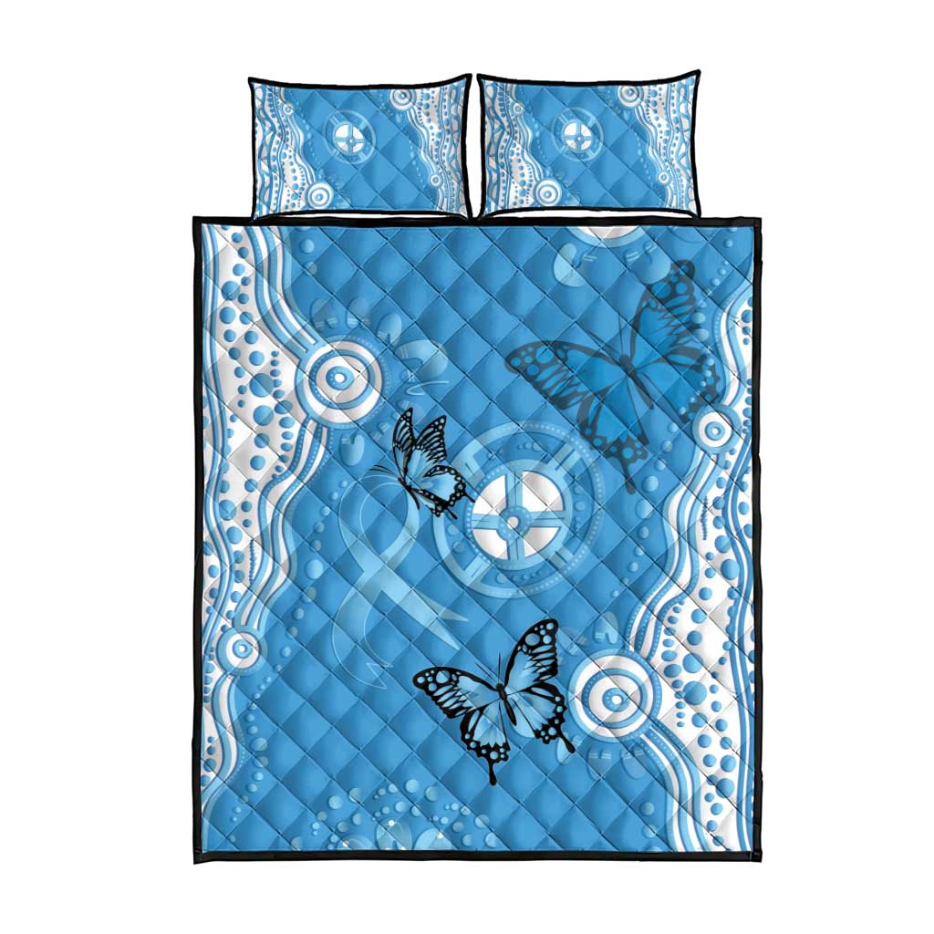 World Diabetes Day Australia Quilt Bed Set Blue Ribbon Butterfly Aboriginal Art - Aussie Hoodie