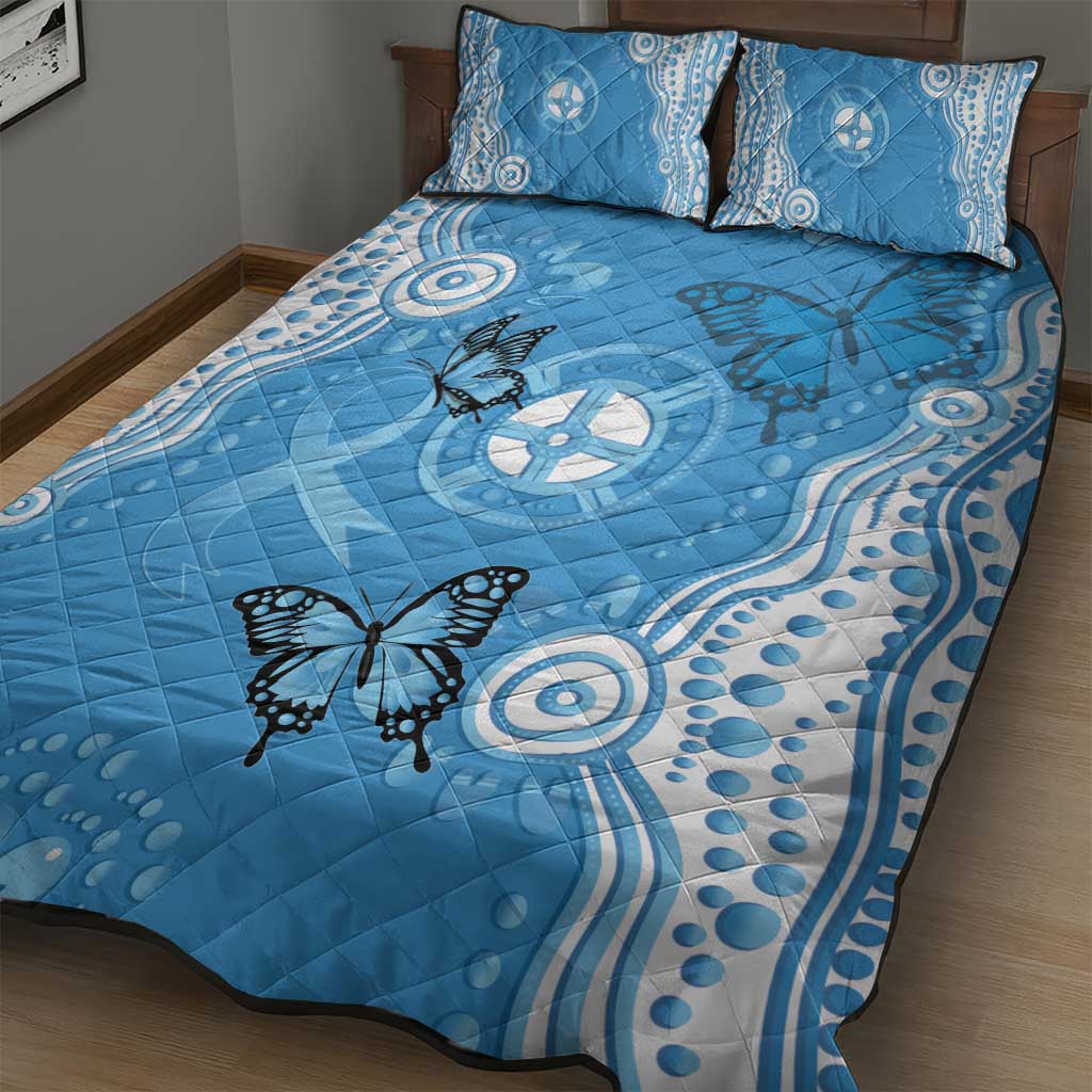 World Diabetes Day Australia Quilt Bed Set Blue Ribbon Butterfly Aboriginal Art - Aussie Hoodie