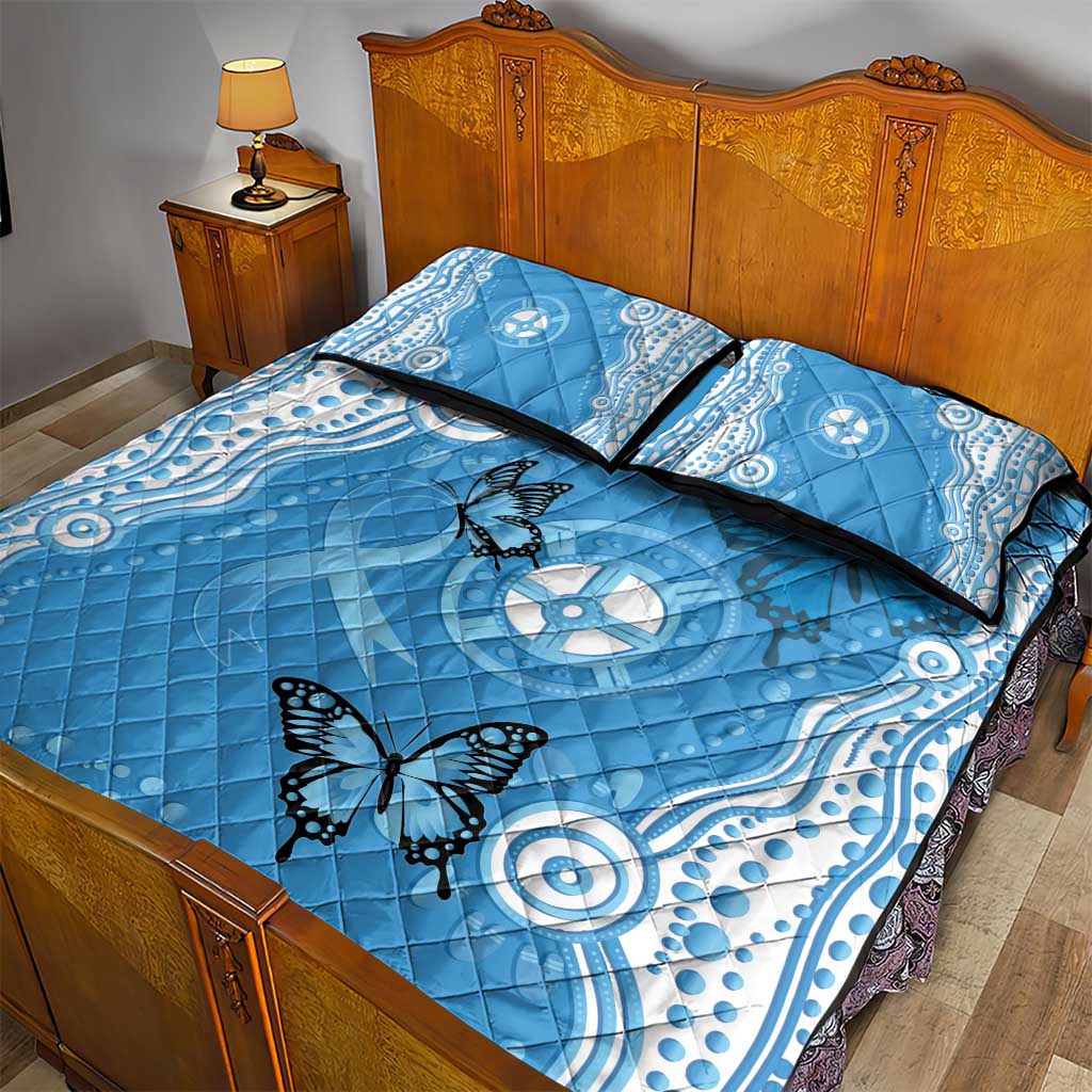 World Diabetes Day Australia Quilt Bed Set Blue Ribbon Butterfly Aboriginal Art - Aussie Hoodie