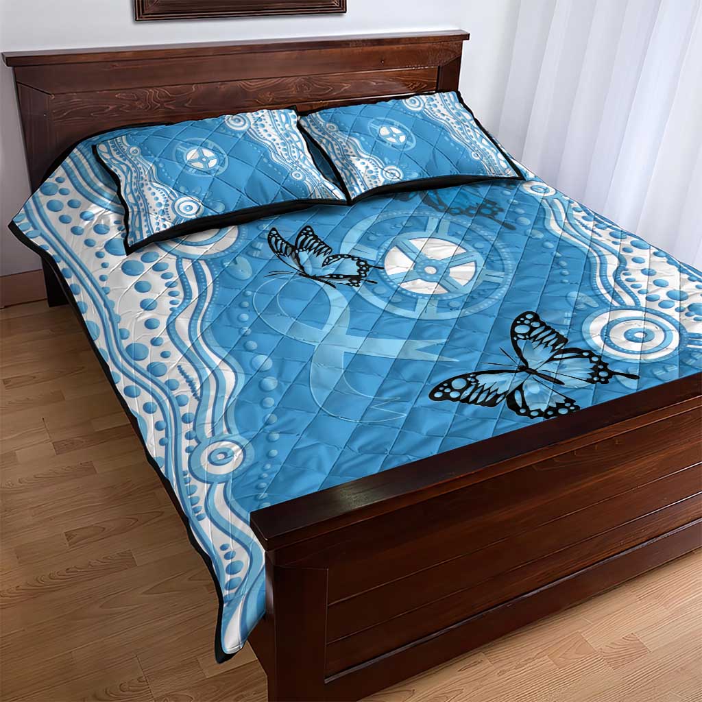 World Diabetes Day Australia Quilt Bed Set Blue Ribbon Butterfly Aboriginal Art - Aussie Hoodie