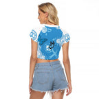 World Diabetes Day Australia Raglan Cropped T Shirt Blue Ribbon Butterfly Aboriginal Art - Aussie Hoodie