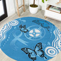 World Diabetes Day Australia Round Carpet Blue Ribbon Butterfly Aboriginal Art - Aussie Hoodie