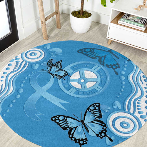 World Diabetes Day Australia Round Carpet Blue Ribbon Butterfly Aboriginal Art - Aussie Hoodie