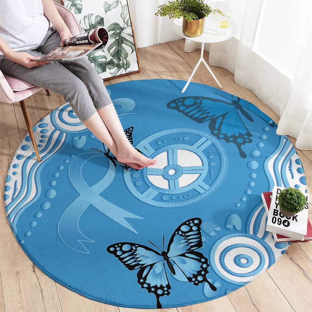 World Diabetes Day Australia Round Carpet Blue Ribbon Butterfly Aboriginal Art - Aussie Hoodie