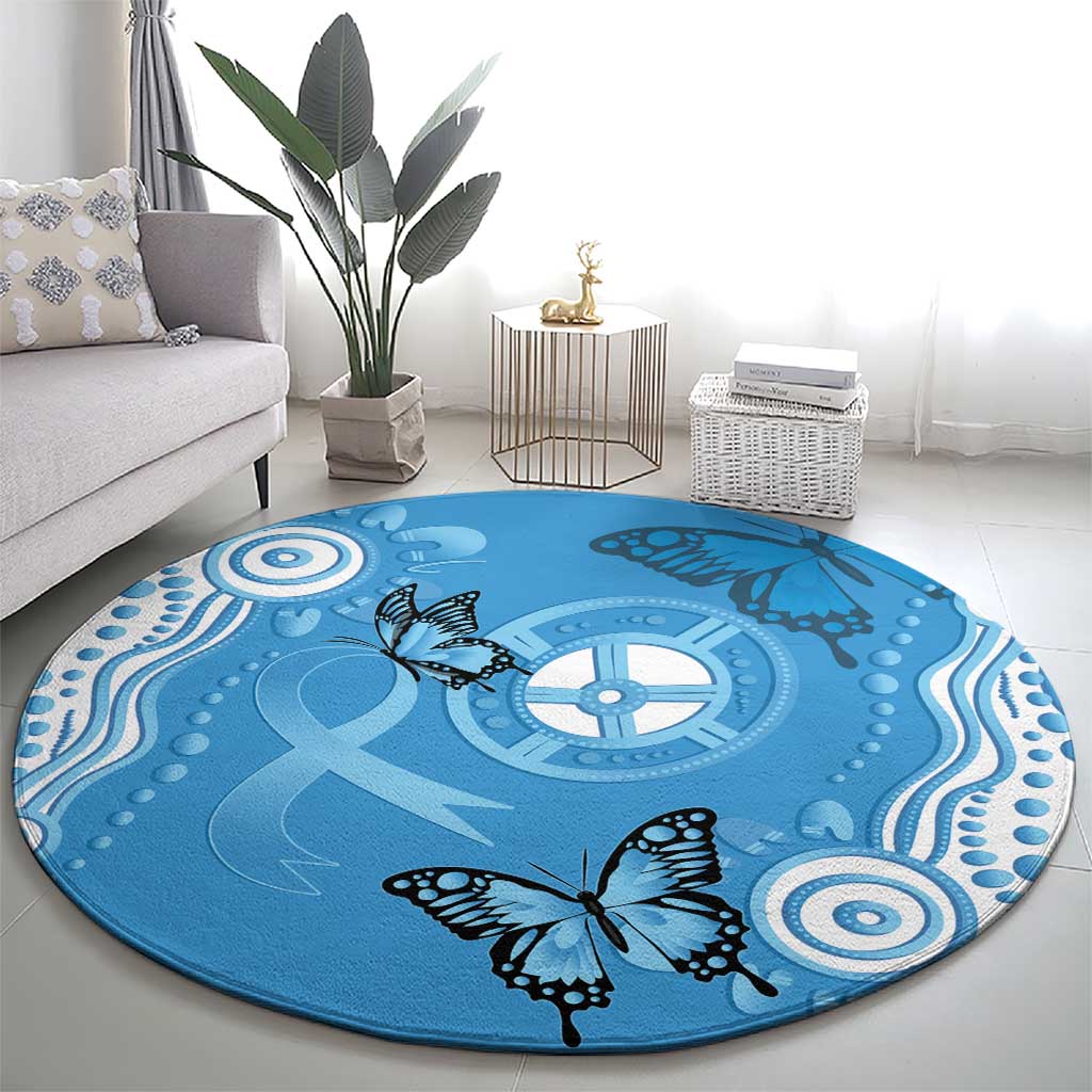 World Diabetes Day Australia Round Carpet Blue Ribbon Butterfly Aboriginal Art - Aussie Hoodie