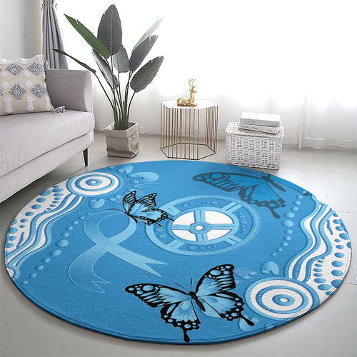 World Diabetes Day Australia Round Carpet Blue Ribbon Butterfly Aboriginal Art - Aussie Hoodie